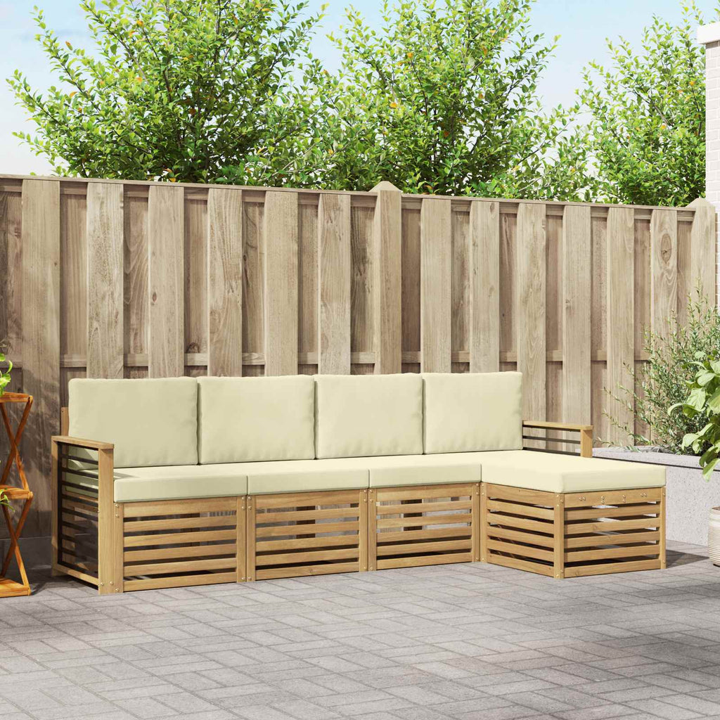Outdoor-Sofagarnitur 5 pcs Weiß und Creme 249 x 122,5 x 73 cm