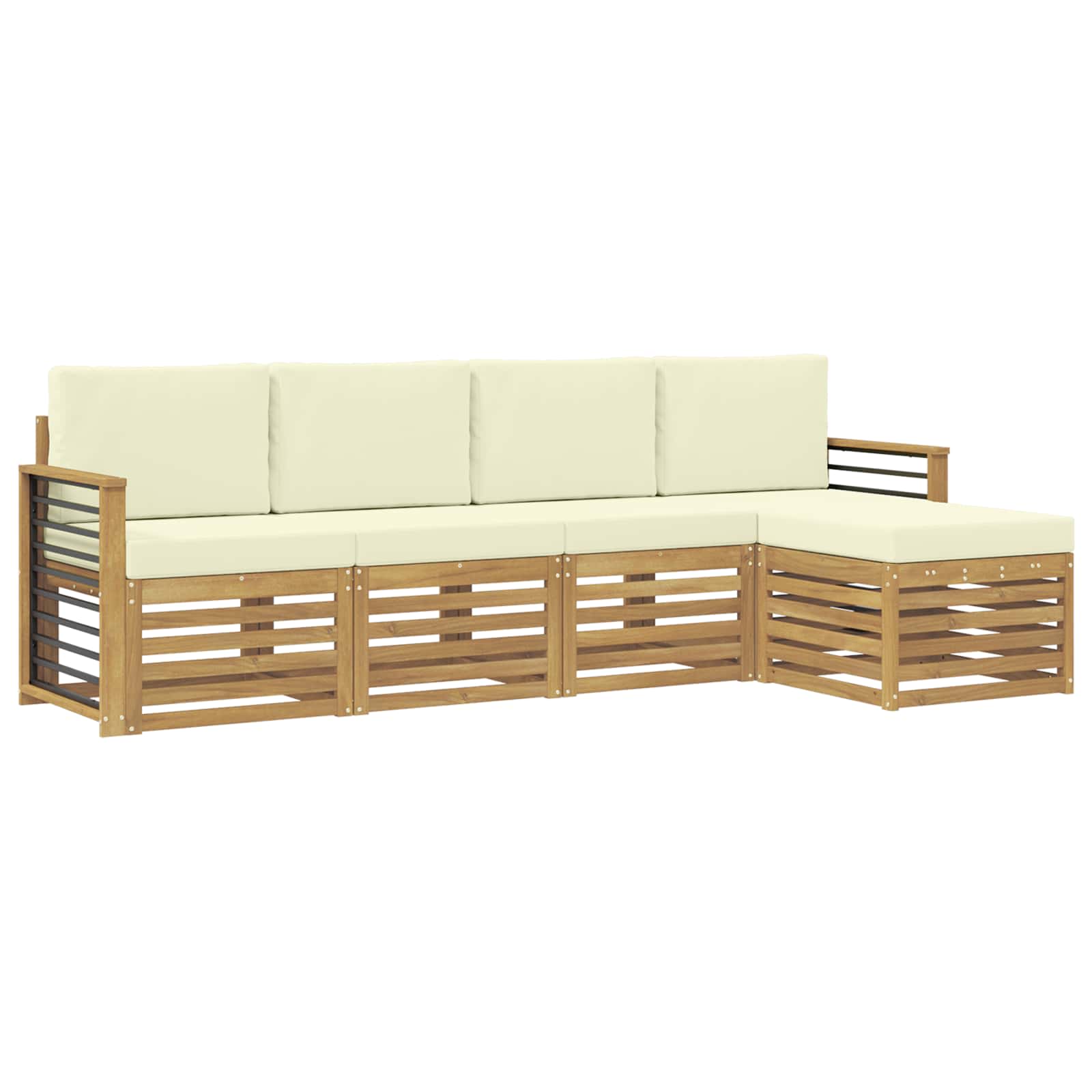 Outdoor-Sofagarnitur 5 pcs Weiß und Creme 249 x 122,5 x 73 cm