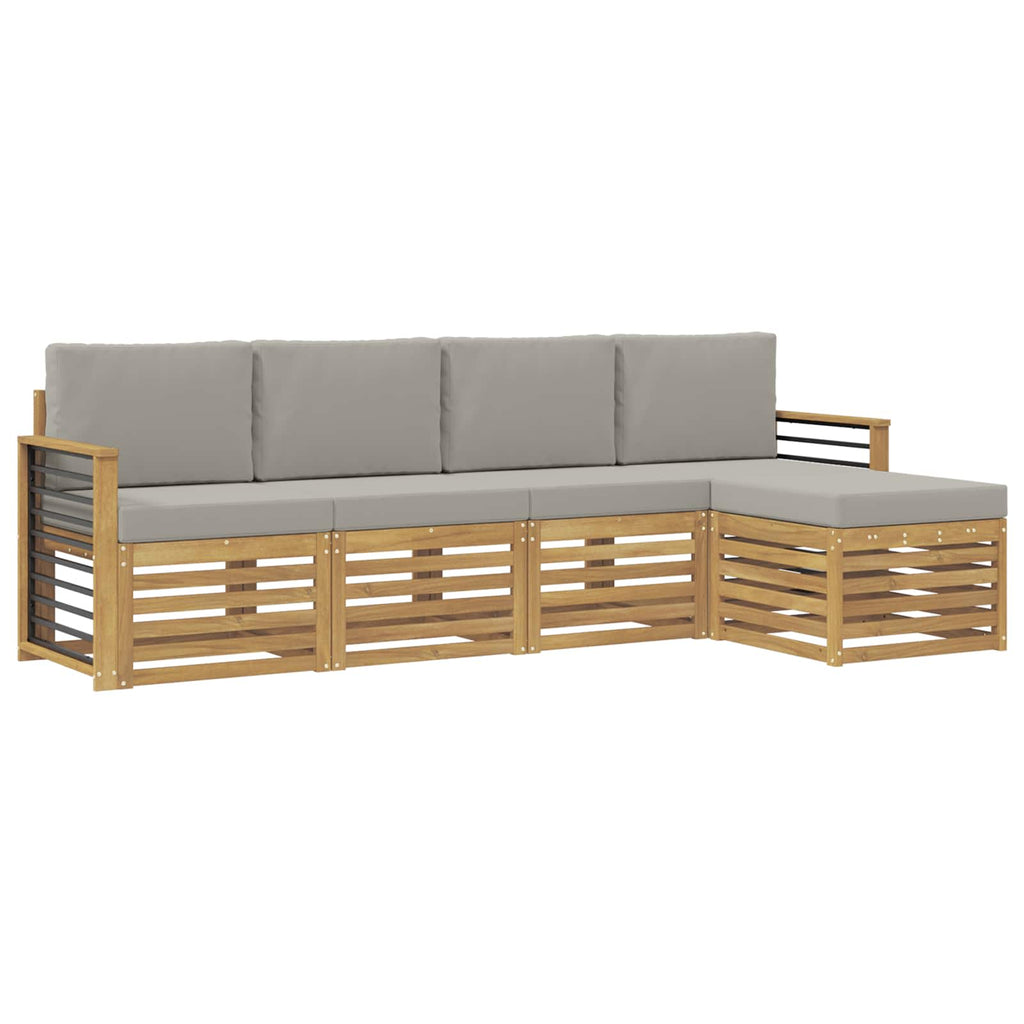 Outdoor-Sofagarnitur 5 pcs Weiß und Hellgrau