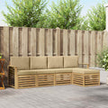 Outdoor-Sofagarnitur mit Kissen 5 pcs Weiß und Beige Polyester
