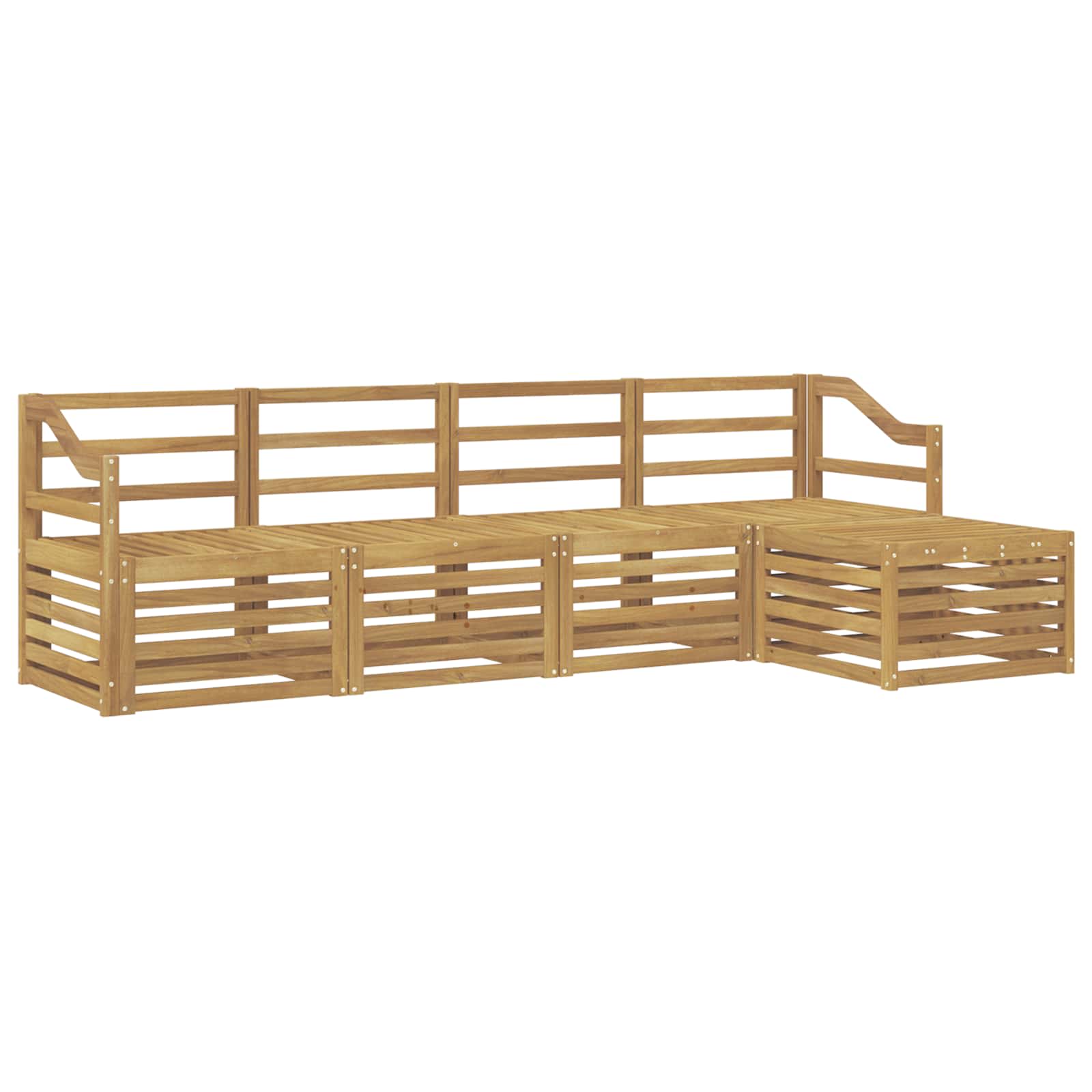 Outdoor-Sofagarnitur 5 pcs Weiß Massivholz Akazie