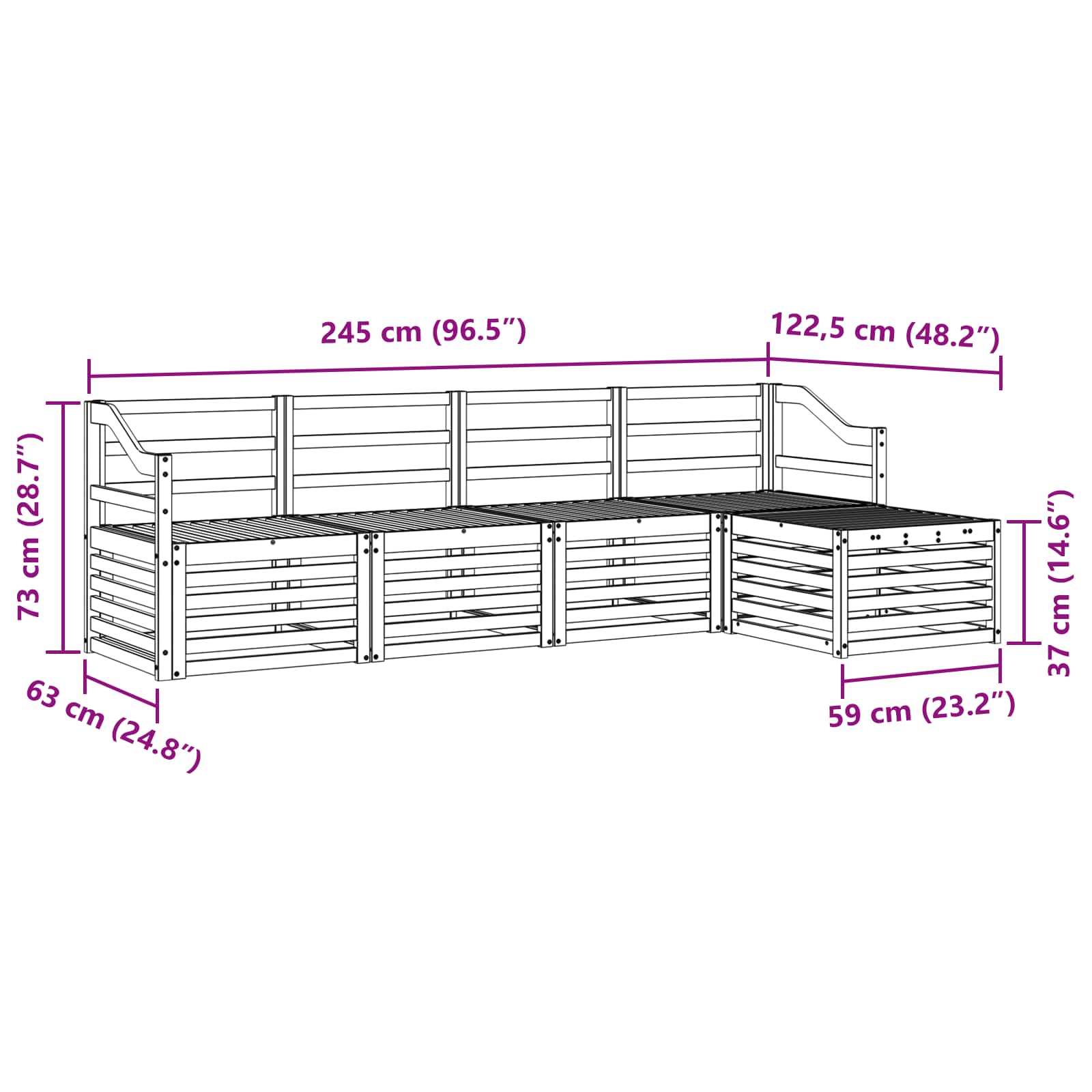 Outdoor-Sofagarnitur 5 pcs Weiß Massivholz Akazie