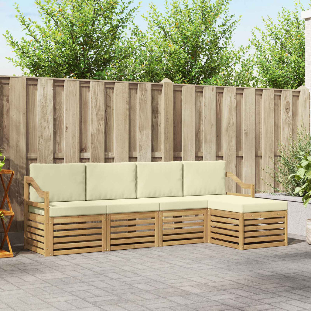 Outdoor-Sofagarnitur 5 pcs Weiß und Creme 245 x 122,5 x 73 cm