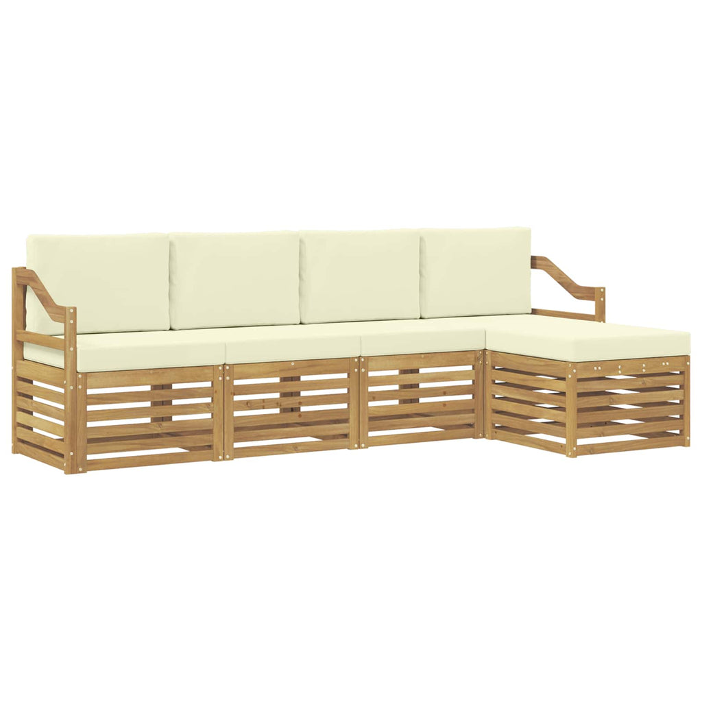 Outdoor-Sofagarnitur 5 pcs Weiß und Creme 245 x 122,5 x 73 cm
