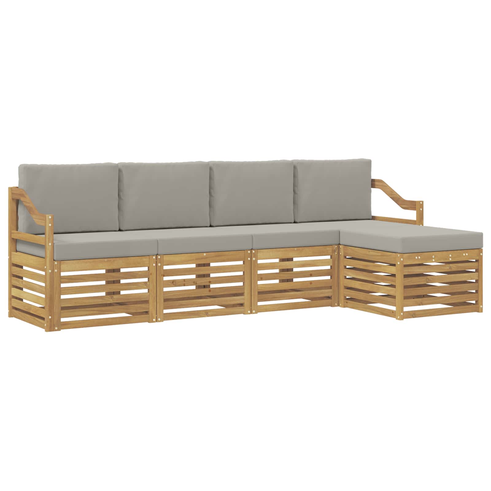 Outdoor-Sofagarnitur 5 pcs Weiß und Hellgrau