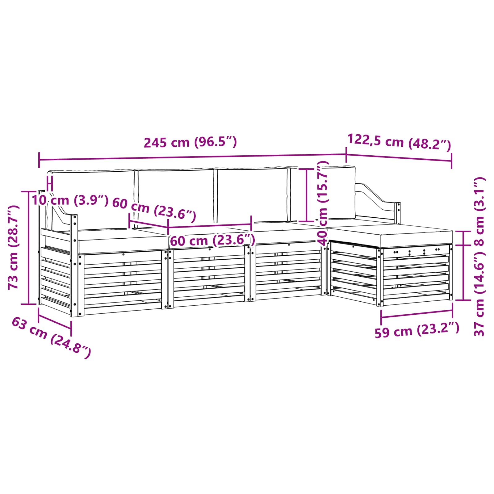 Outdoor-Sofagarnitur 5 pcs Weiß und Anthrazit