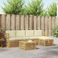 Outdoor-Sofagarnitur 6 pcs Weiß und Creme 59 x 59 x 37 cm