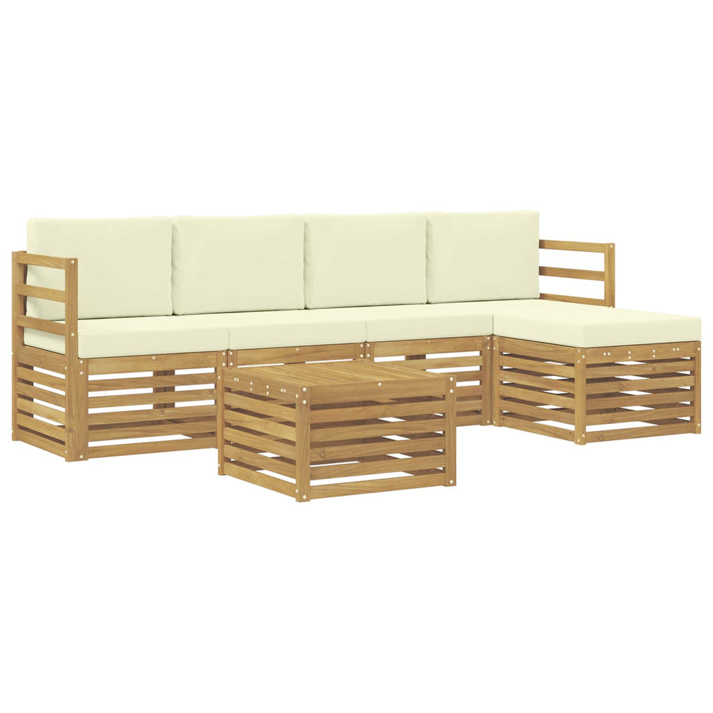 Outdoor-Sofagarnitur 6 pcs Weiß und Creme 59 x 59 x 37 cm