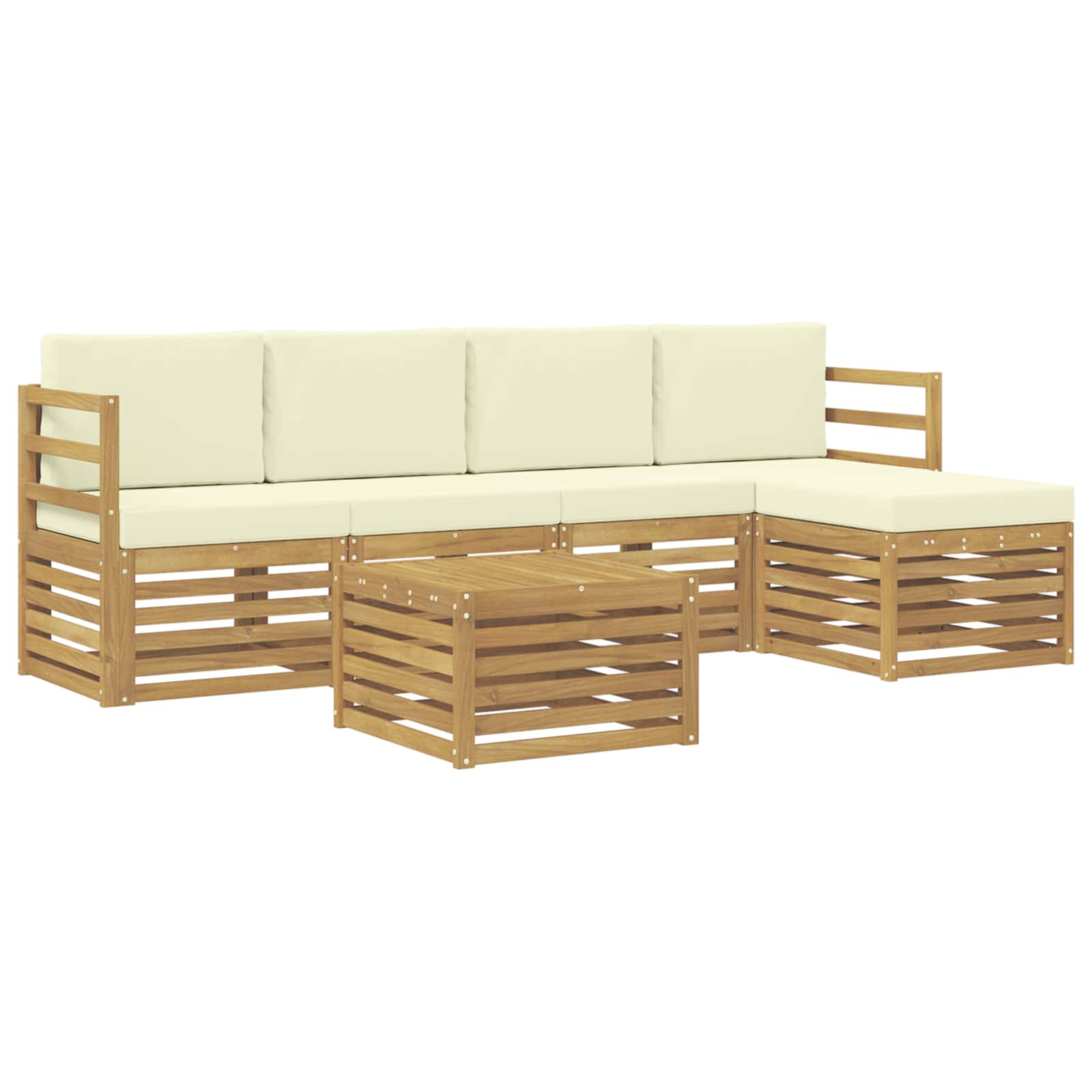 Outdoor-Sofagarnitur 6 pcs Weiß und Creme 59 x 59 x 37 cm