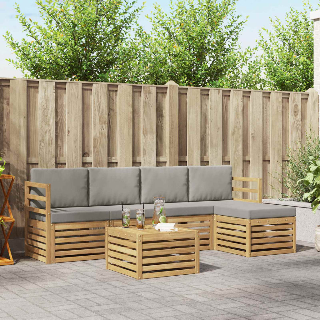 Outdoor-Sofagarnitur 6 pcs Weiß und Hellgrau 59 x 59 x 37 cm