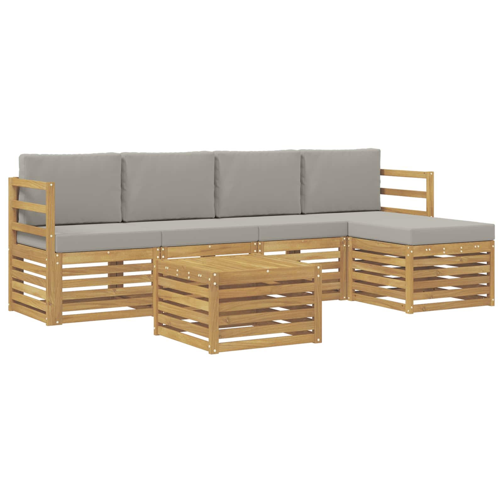 Outdoor-Sofagarnitur 6 pcs Weiß und Hellgrau 59 x 59 x 37 cm