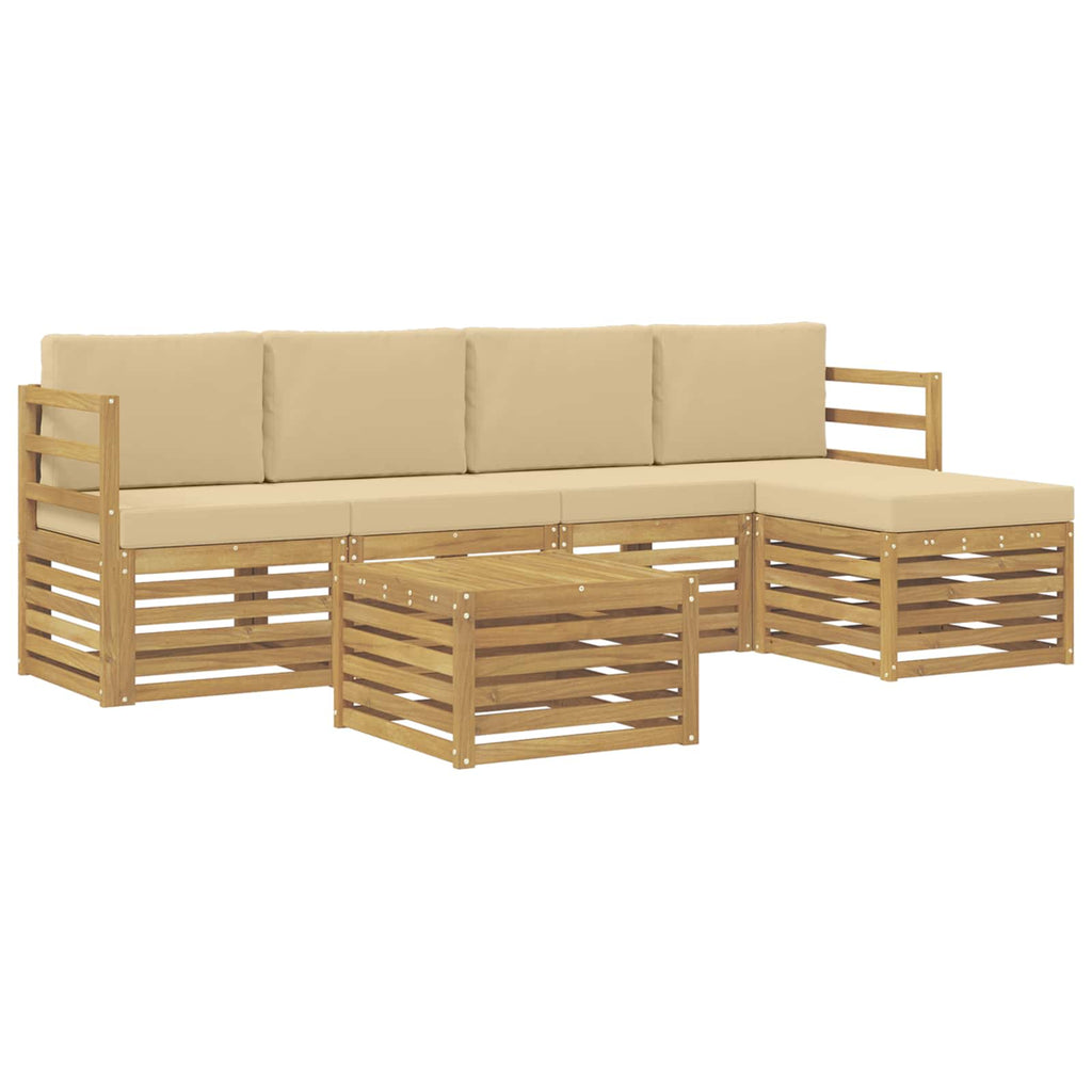Outdoor-Sofagarnitur mit Kissen 6 pcs Weiß und Beige Polyester