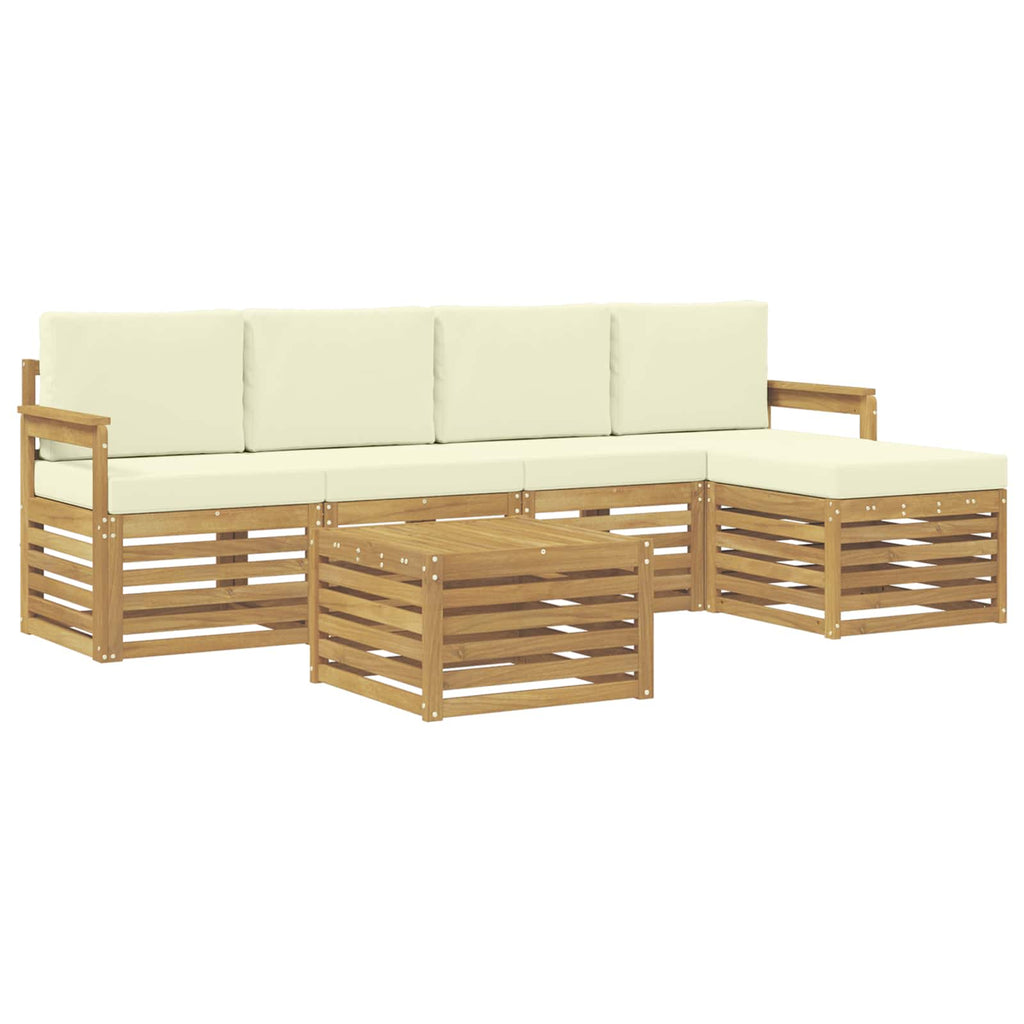 Outdoor-Sofagarnitur 6 pcs Weiß und Creme 59 x 59 x 37 cm