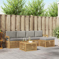 Outdoor-Sofagarnitur 6 pcs Weiß und Hellgrau 59 x 59 x 37 cm