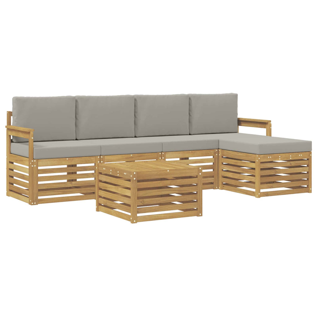 Outdoor-Sofagarnitur 6 pcs Weiß und Hellgrau 59 x 59 x 37 cm