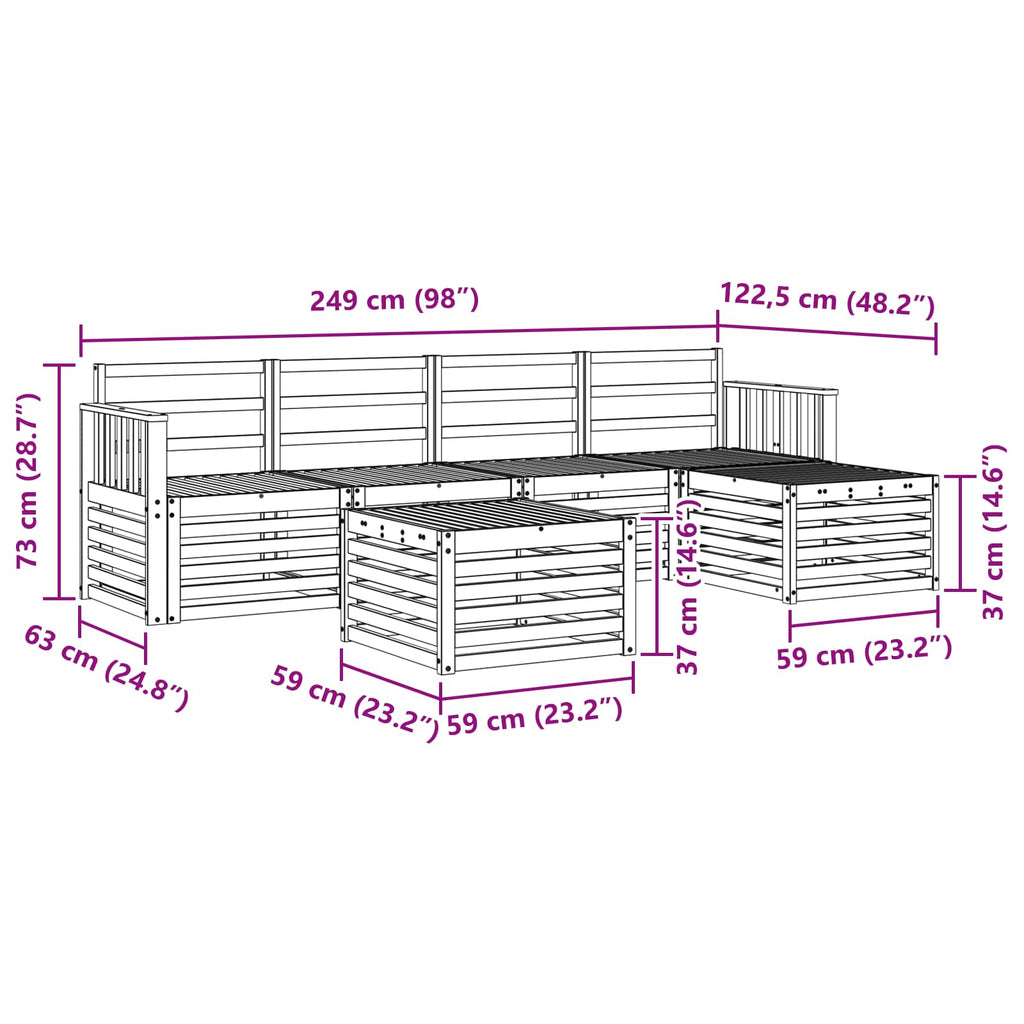 Outdoor-Sofagarnitur 6 pcs Weiß 59 x 59 x 37 cm