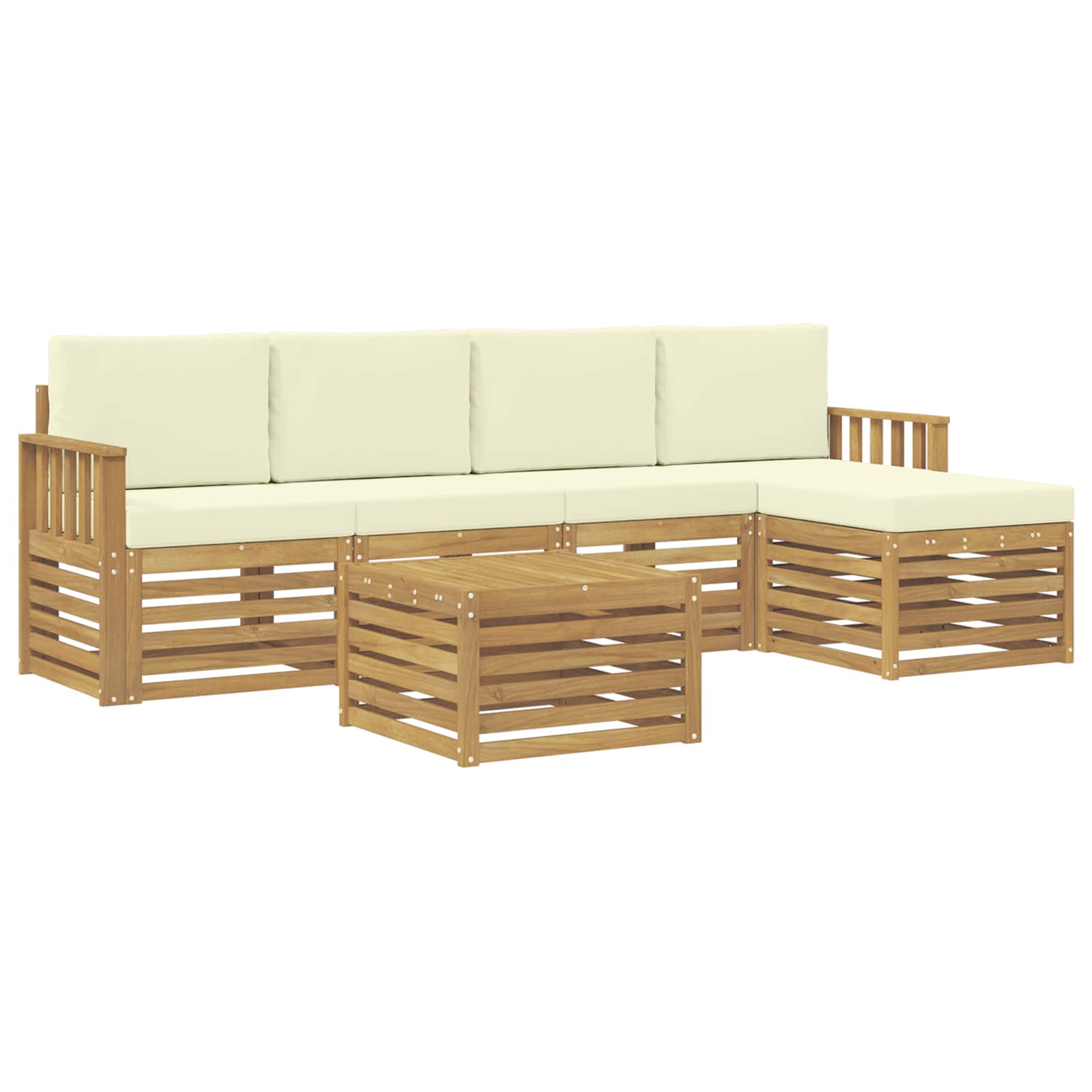 Outdoor-Sofagarnitur 6 pcs Weiß und Creme 59 x 59 x 37 cm