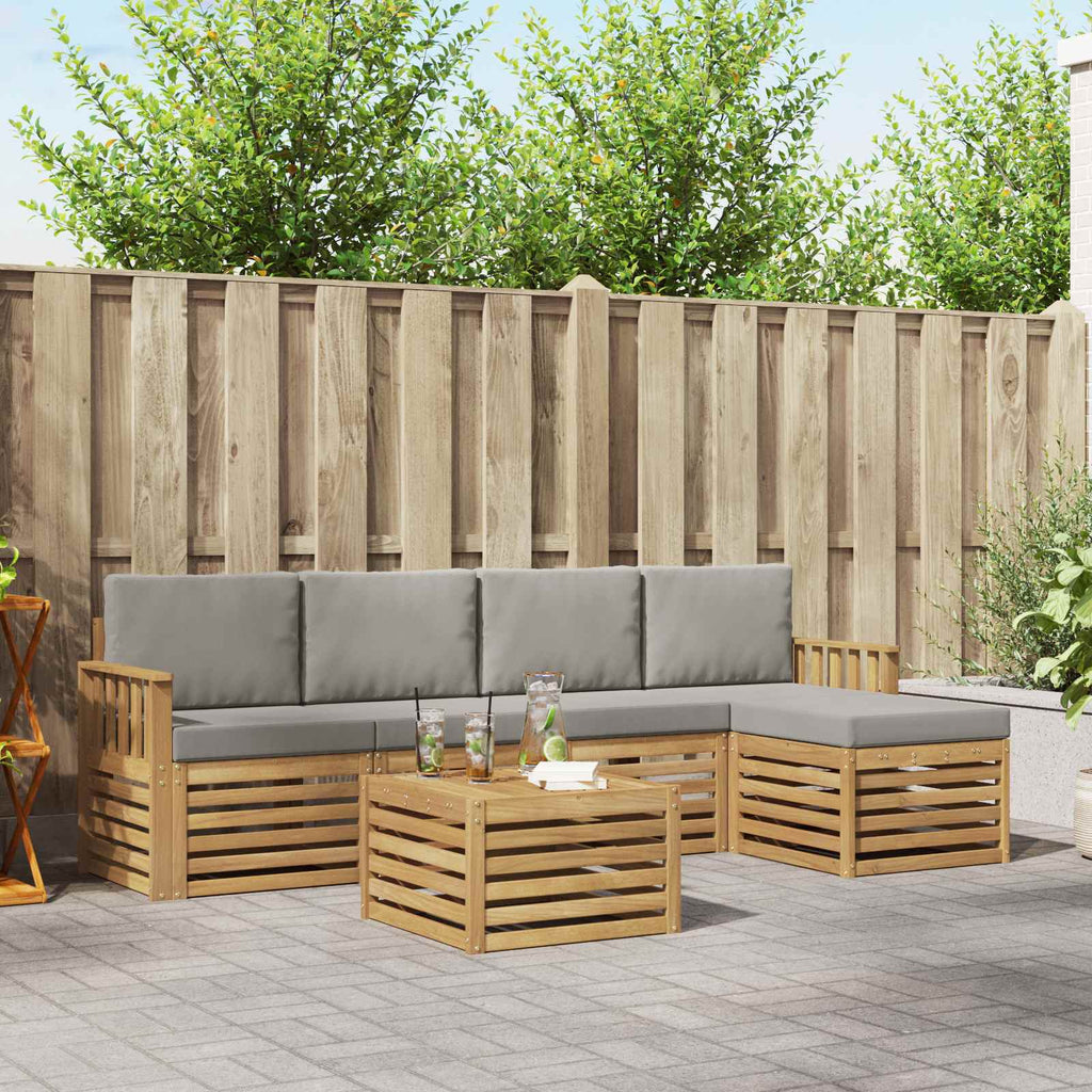 Outdoor-Sofagarnitur 6 pcs Weiß und Hellgrau 59 x 59 x 37 cm