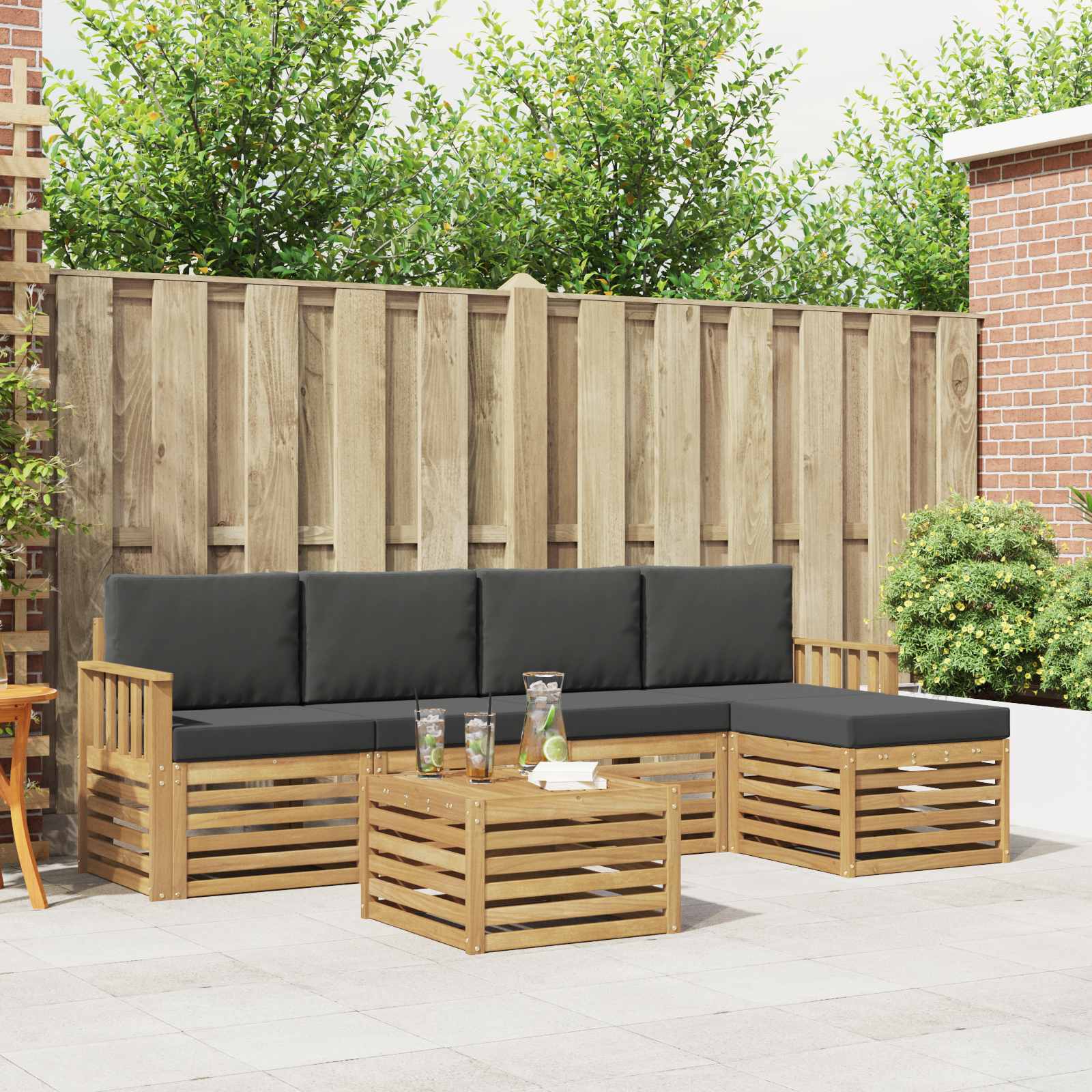 Outdoor-Sofagarnitur 6 pcs Weiß und Anthrazit 59 x 59 x 37 cm