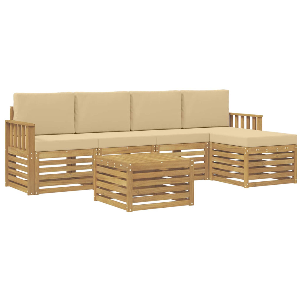 Outdoor-Sofagarnitur 6 pcs Weiß und Beige 59 x 59 x 37 cm