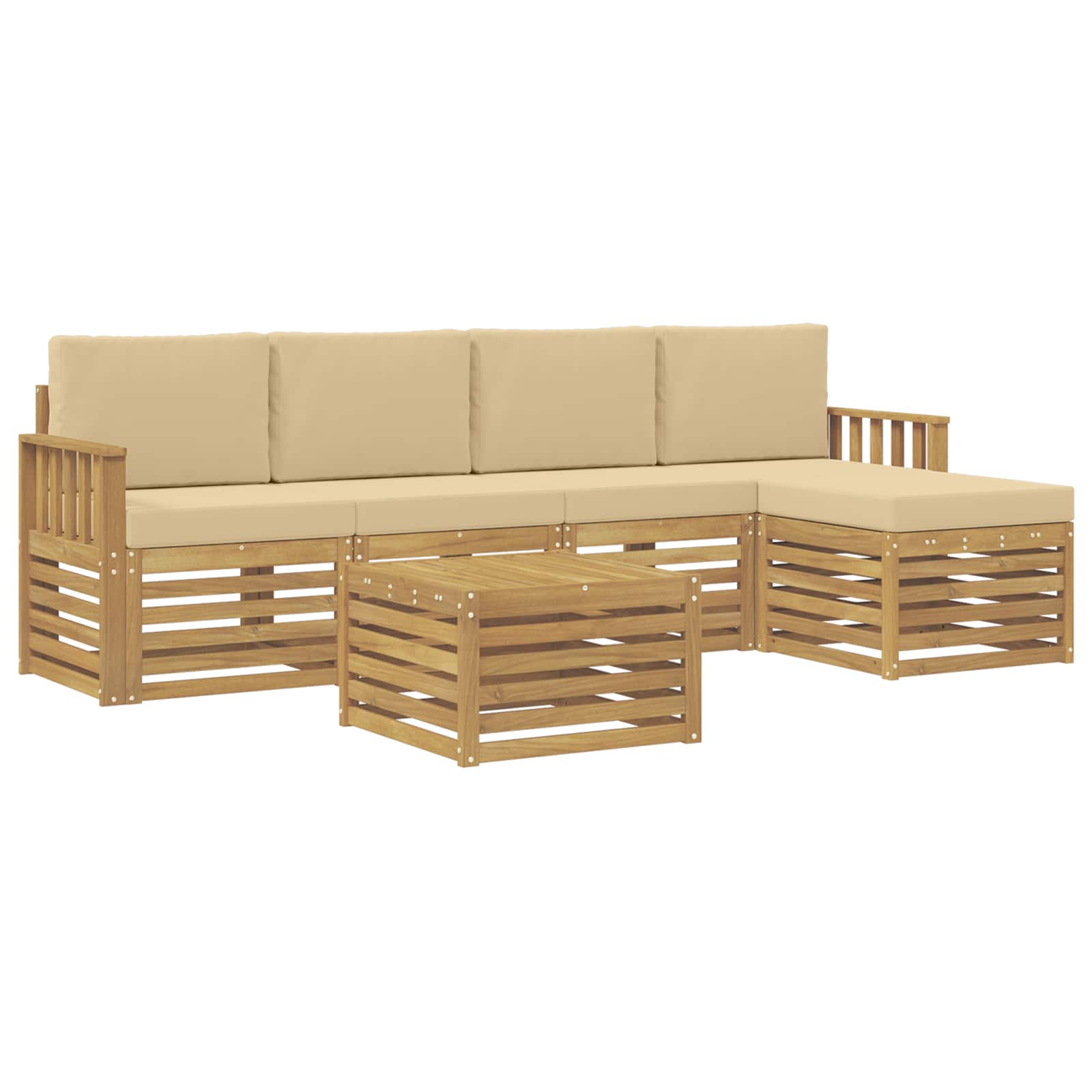 Outdoor-Sofagarnitur 6 pcs Weiß und Beige 59 x 59 x 37 cm