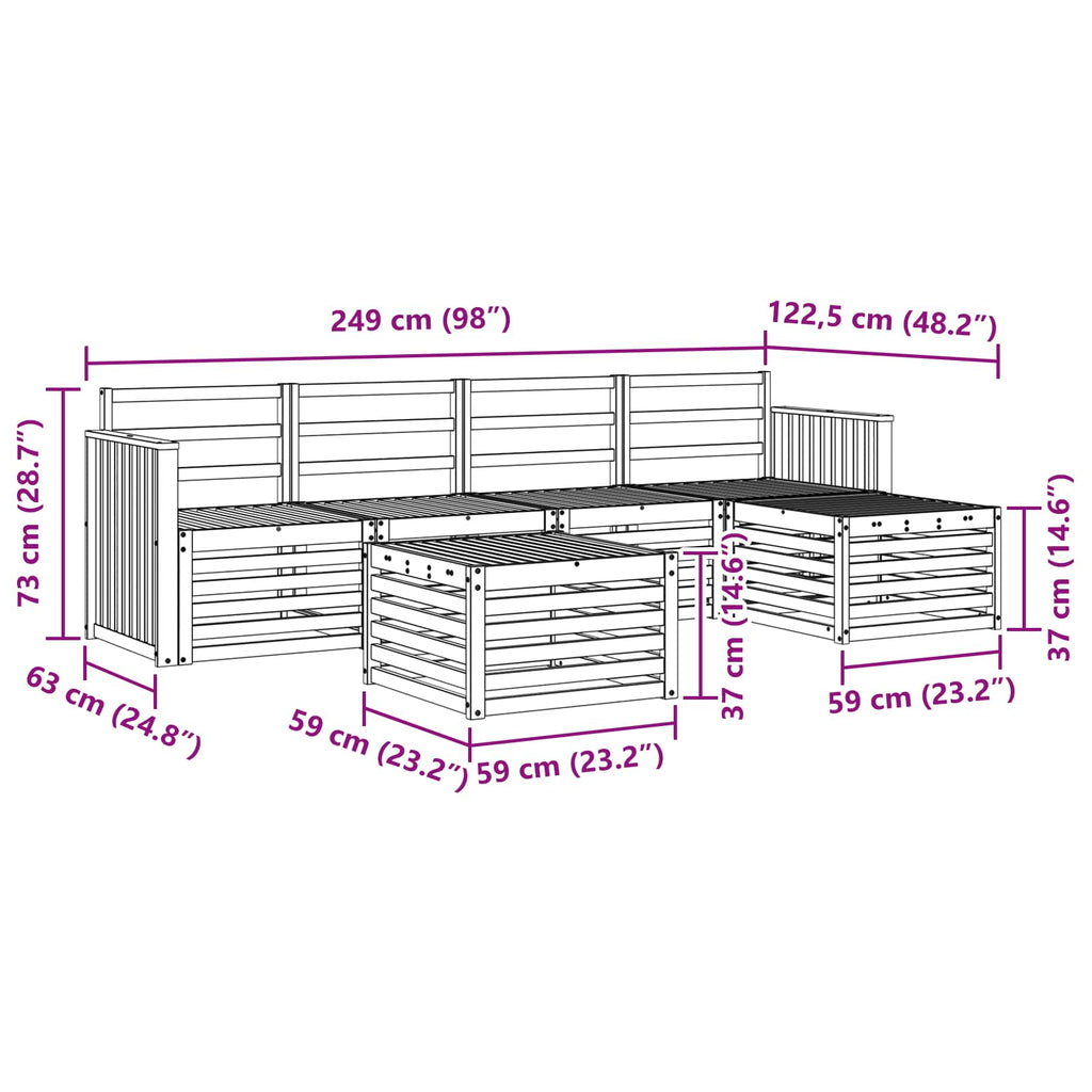 Outdoor-Sofagarnitur 6 pcs Weiß 59 x 59 x 37 cm
