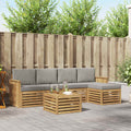 Outdoor-Sofagarnitur 6 pcs Weiß und Hellgrau 59 x 59 x 37 cm