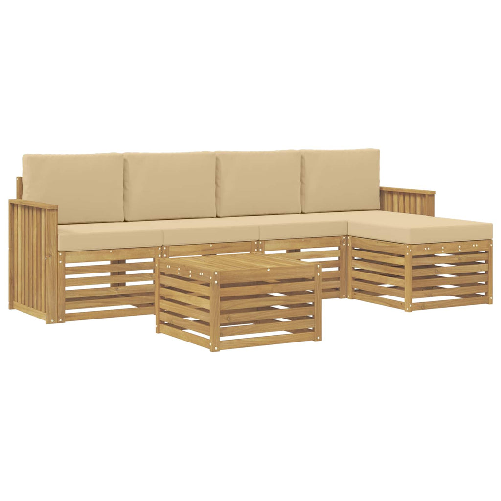 Outdoor-Sofagarnitur 6 pcs Weiß und Beige 59 x 59 x 37 cm