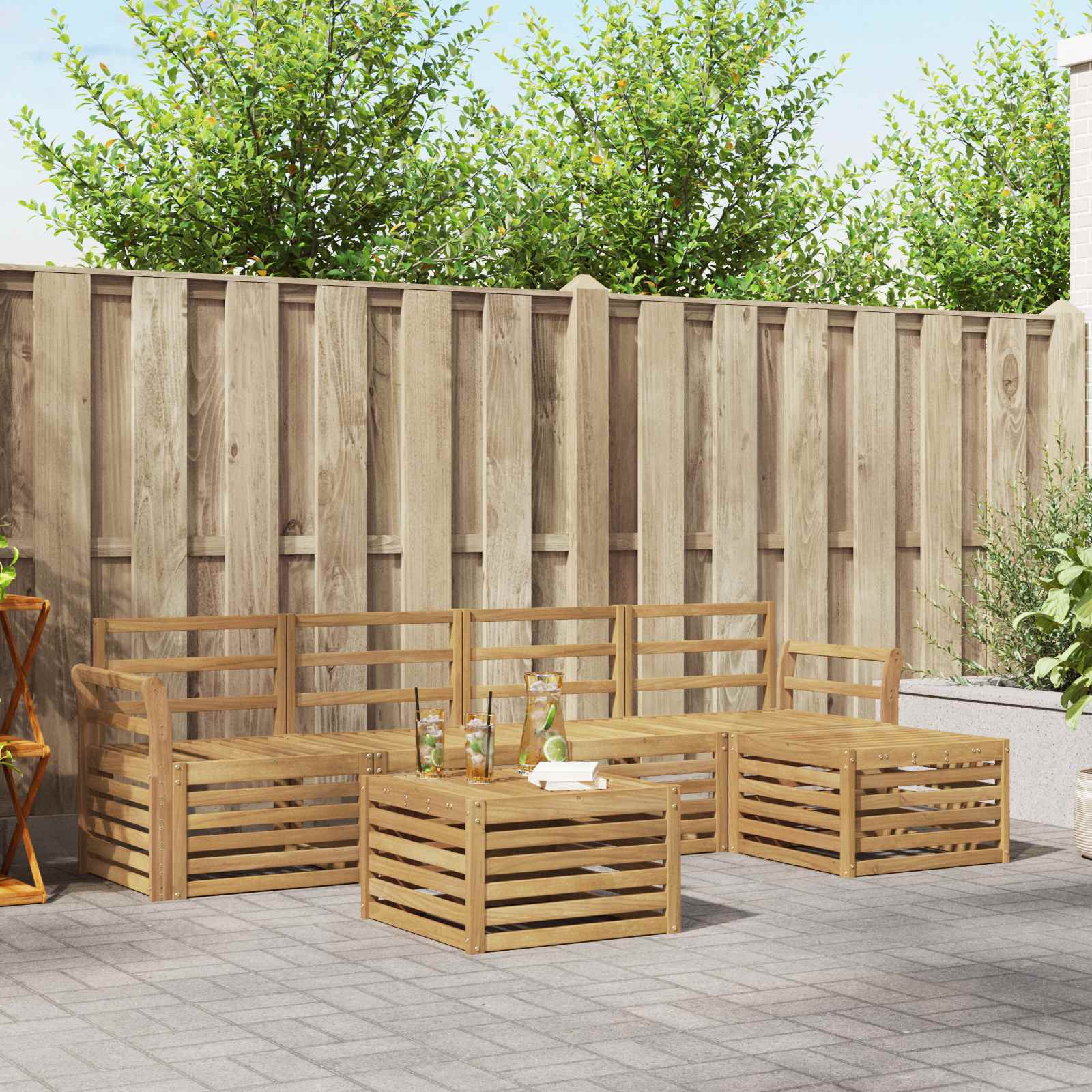 Outdoor-Sofagarnitur 6 pcs Weiß 59 x 59 x 37 cm