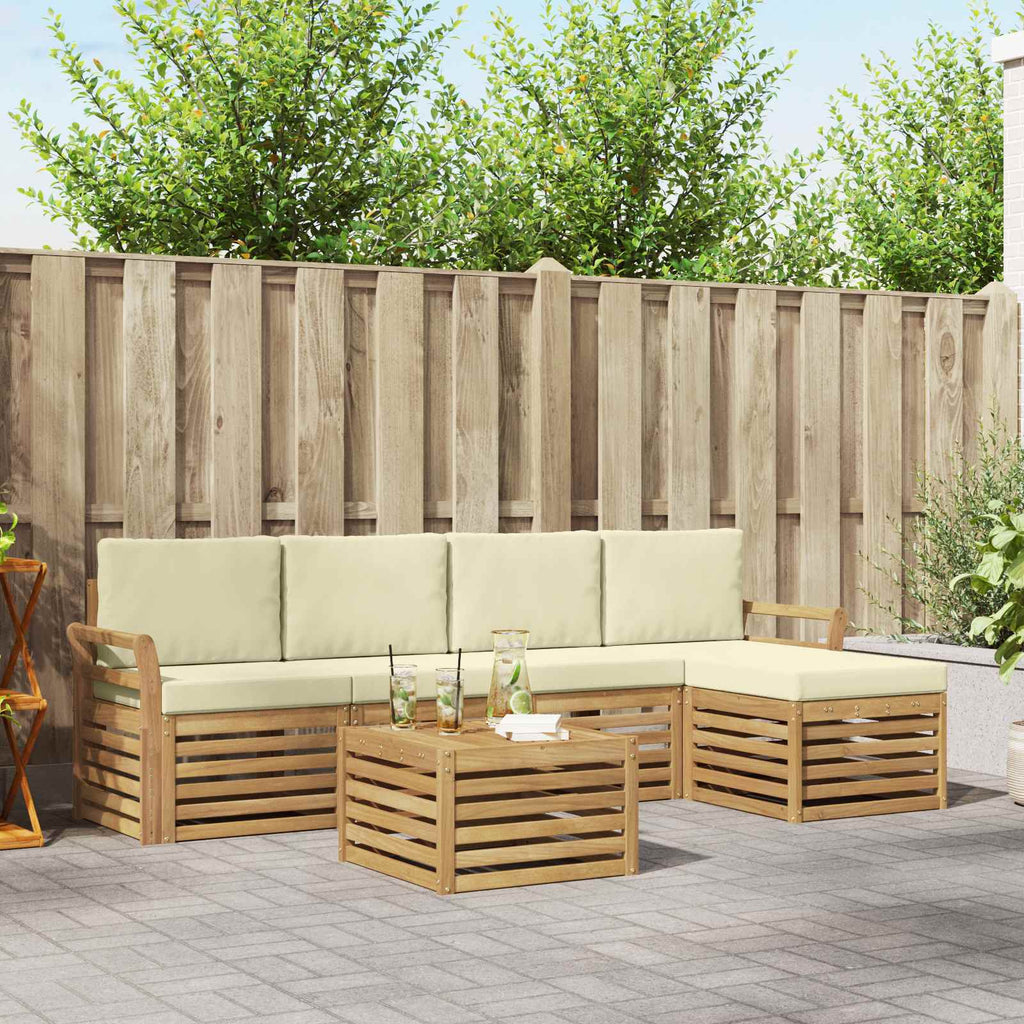 Outdoor-Sofagarnitur 6 pcs Weiß und Creme 59 x 59 x 37 cm