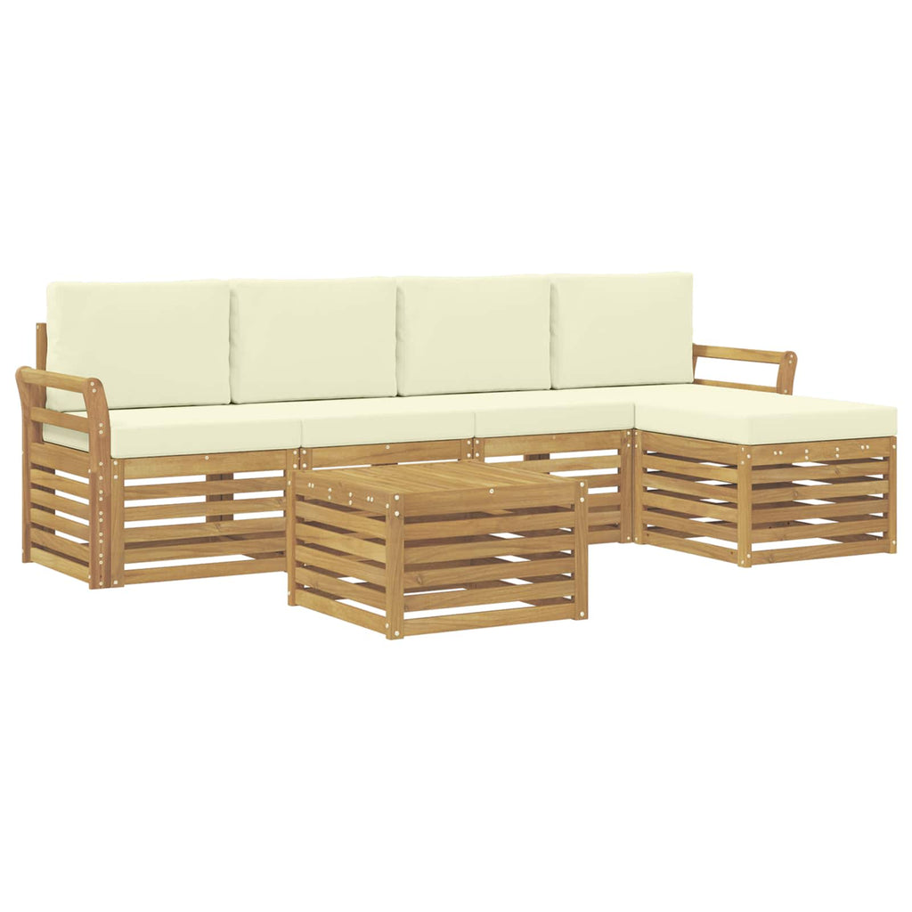 Outdoor-Sofagarnitur 6 pcs Weiß und Creme 59 x 59 x 37 cm