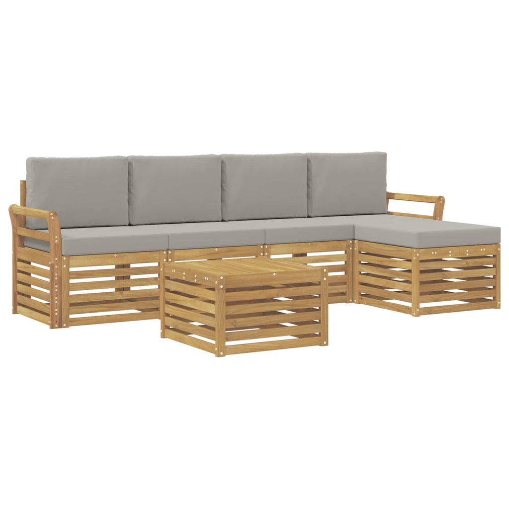 Outdoor-Sofagarnitur 6 pcs Weiß und Hellgrau 59 x 59 x 37 cm