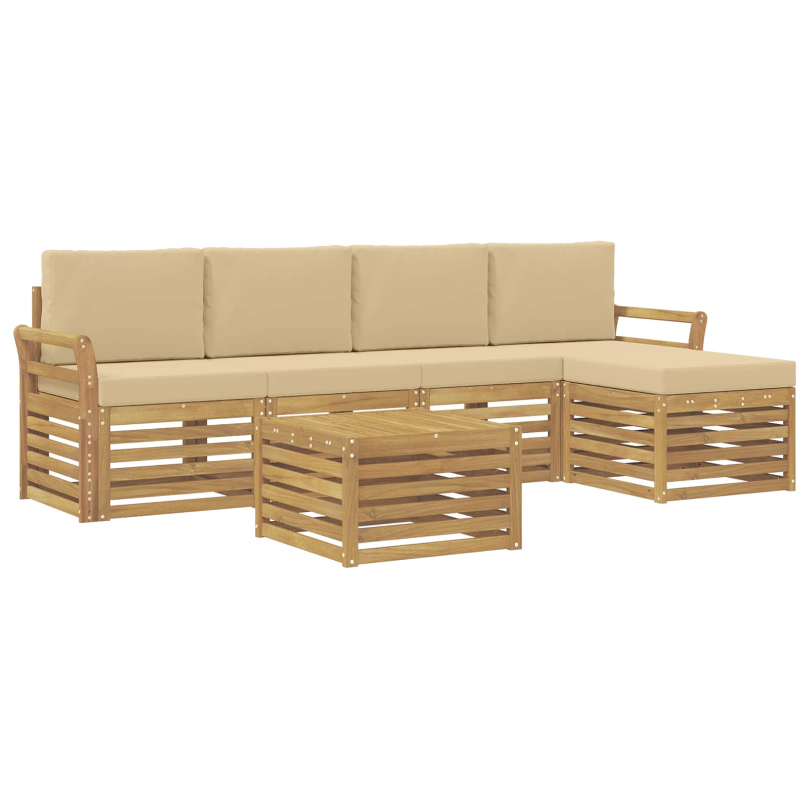 Outdoor-Sofagarnitur 6 pcs Weiß und Beige 59 x 59 x 37 cm