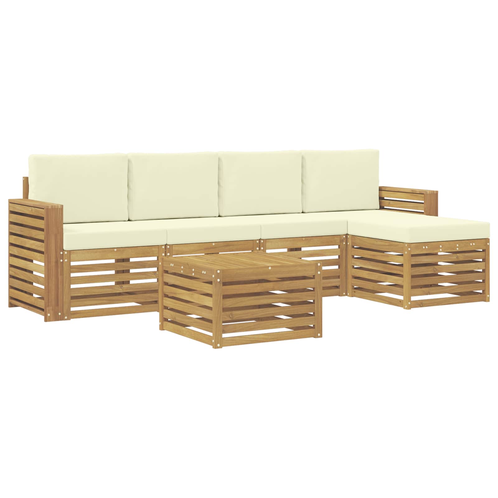 Outdoor-Sofagarnitur 6 pcs Weiß und Creme 59 x 59 x 37 cm