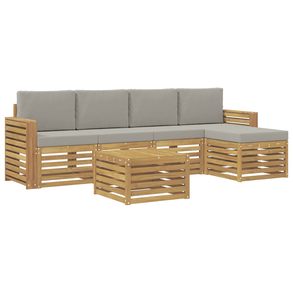 Outdoor-Sofagarnitur 6 pcs Weiß und Hellgrau 59 x 59 x 37 cm