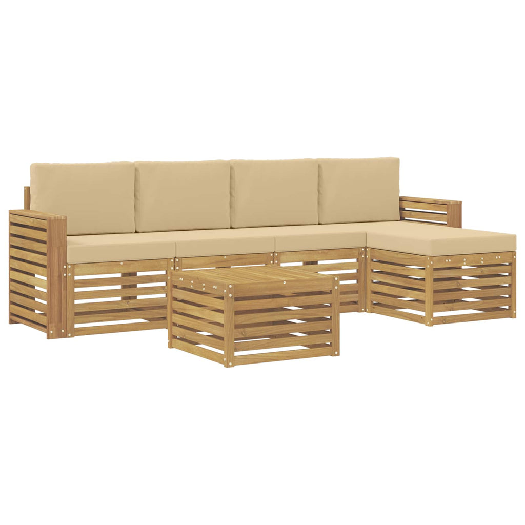 Outdoor-Sofagarnitur 6 pcs Weiß und Beige 59 x 59 x 37 cm