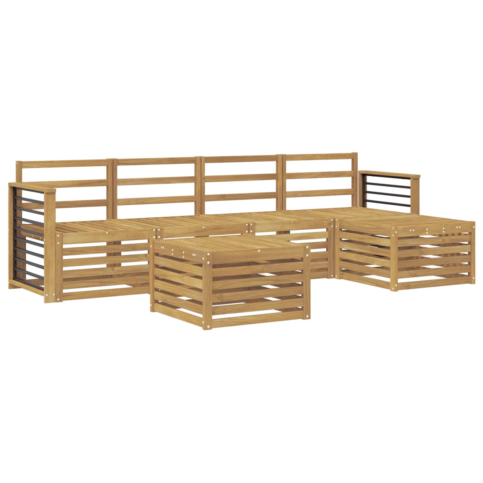 Outdoor-Sofagarnitur 6 pcs Weiß Massivholz Akazie