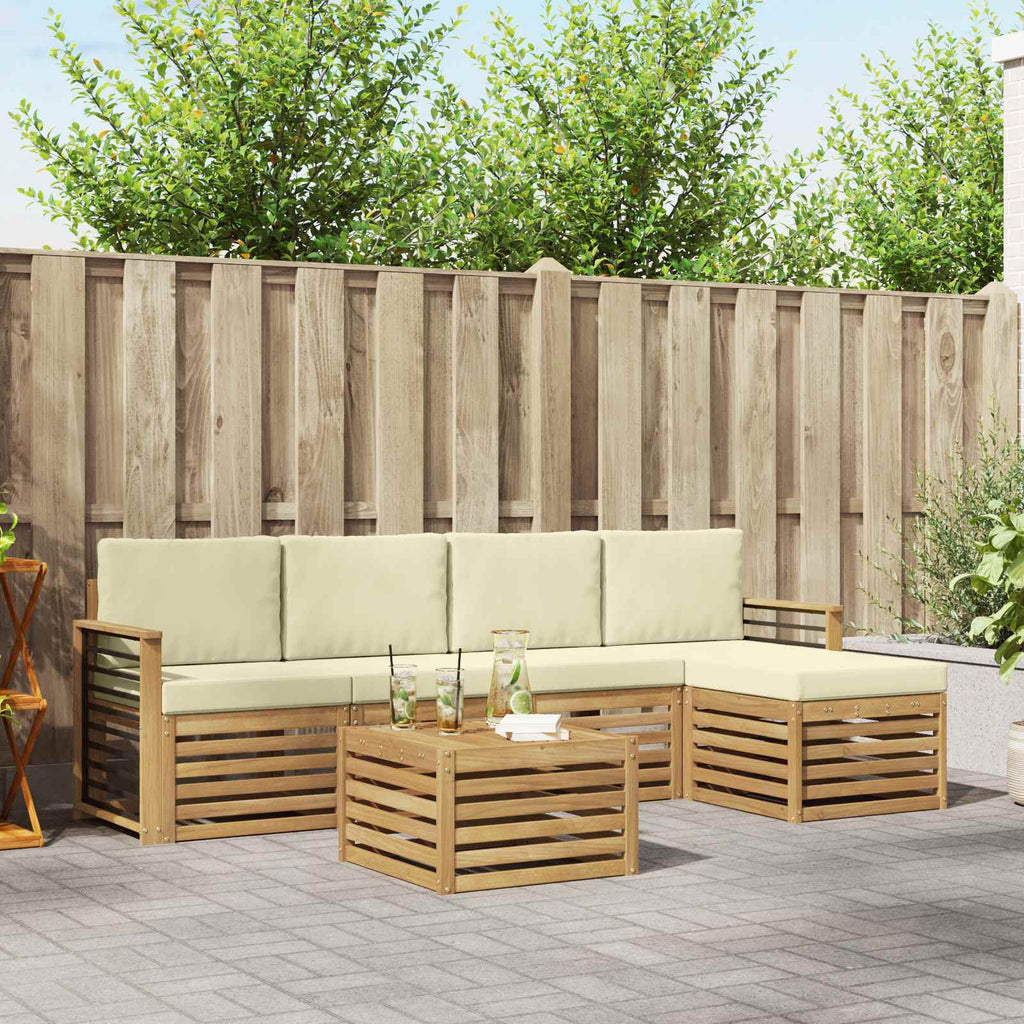 Outdoor-Sofagarnitur 6 pcs Weiß und Creme 59 x 59 x 37 cm