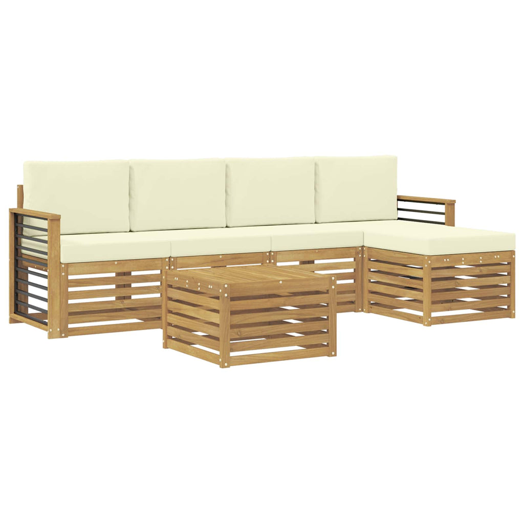 Outdoor-Sofagarnitur 6 pcs Weiß und Creme 59 x 59 x 37 cm