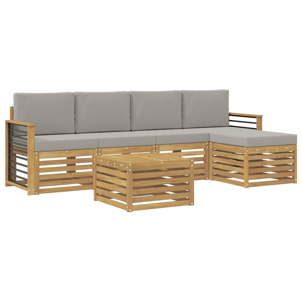 Outdoor-Sofagarnitur 6 pcs Weiß und Hellgrau 59 x 59 x 37 cm