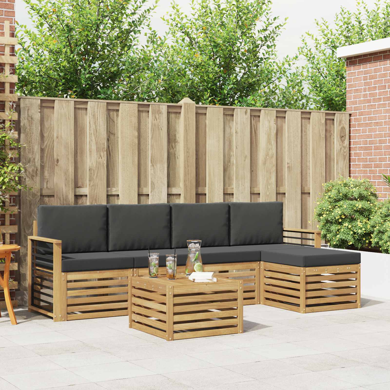 Outdoor-Sofagarnitur 6 pcs Weiß und Anthrazit 59 x 59 x 37 cm
