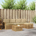 Outdoor-Sofagarnitur mit Kissen 6 pcs Weiß und Beige Polyester