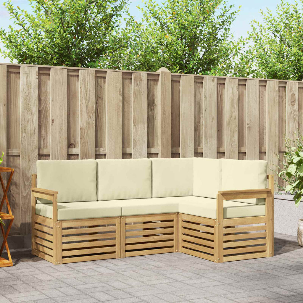 Outdoor-Sofagarnitur 4 pcs Weiß und Creme 187,5 x 128,5 x 73 cm