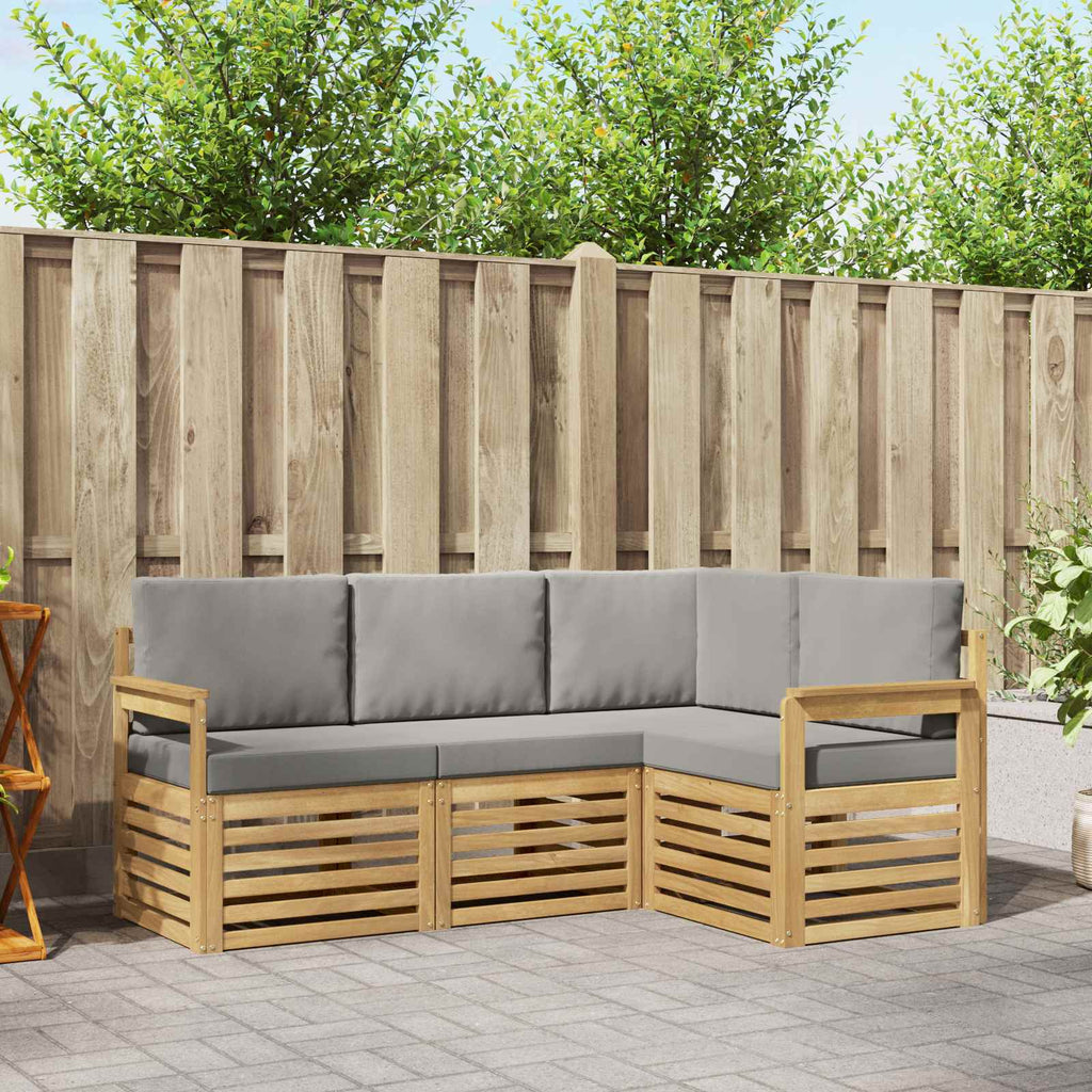 Outdoor-Sofagarnitur 4 pcs Weiß und Hellgrau