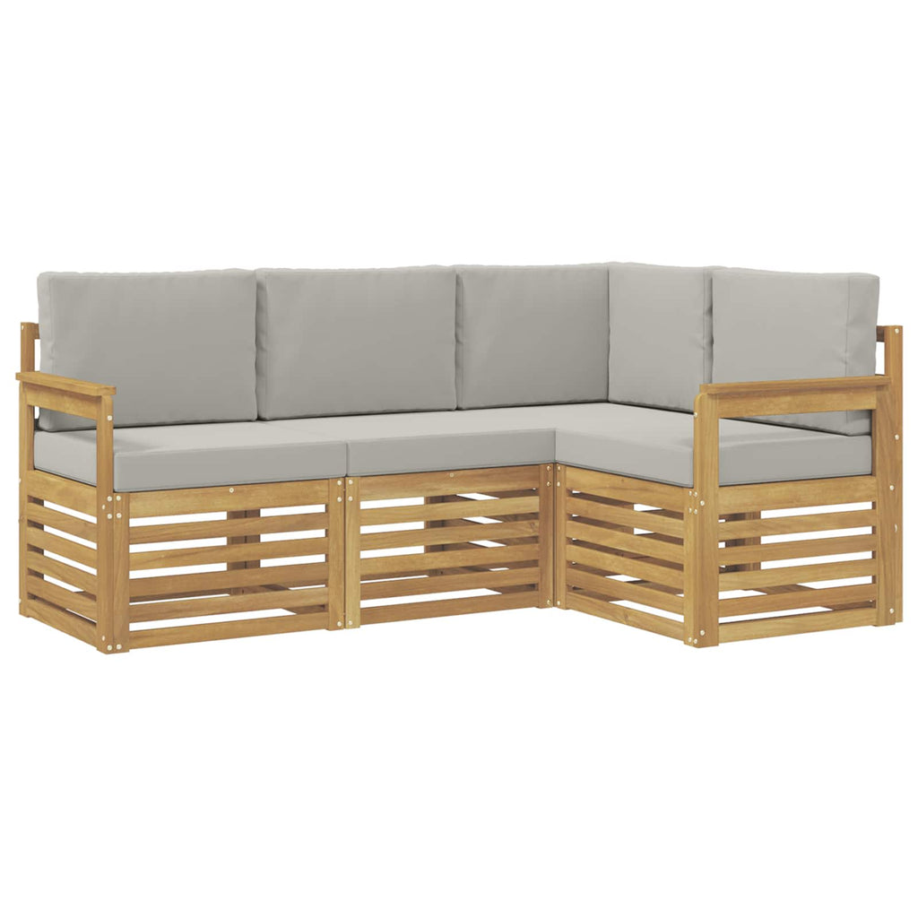 Outdoor-Sofagarnitur 4 pcs Weiß und Hellgrau