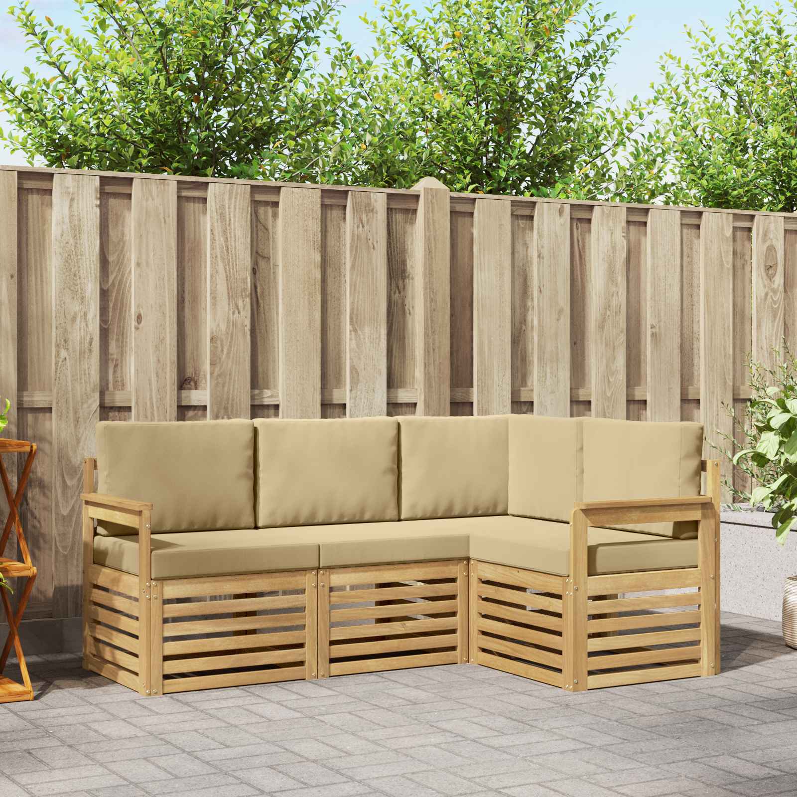 Outdoor-Sofagarnitur 4 pcs Weiß und Beige 187,5 x 128,5 x 73 cm