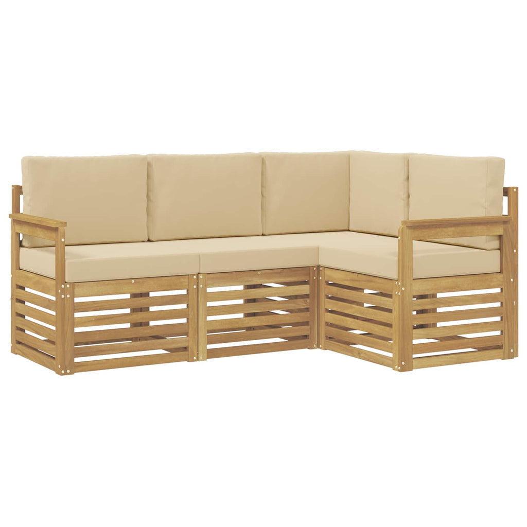 Outdoor-Sofagarnitur 4 pcs Weiß und Beige 187,5 x 128,5 x 73 cm