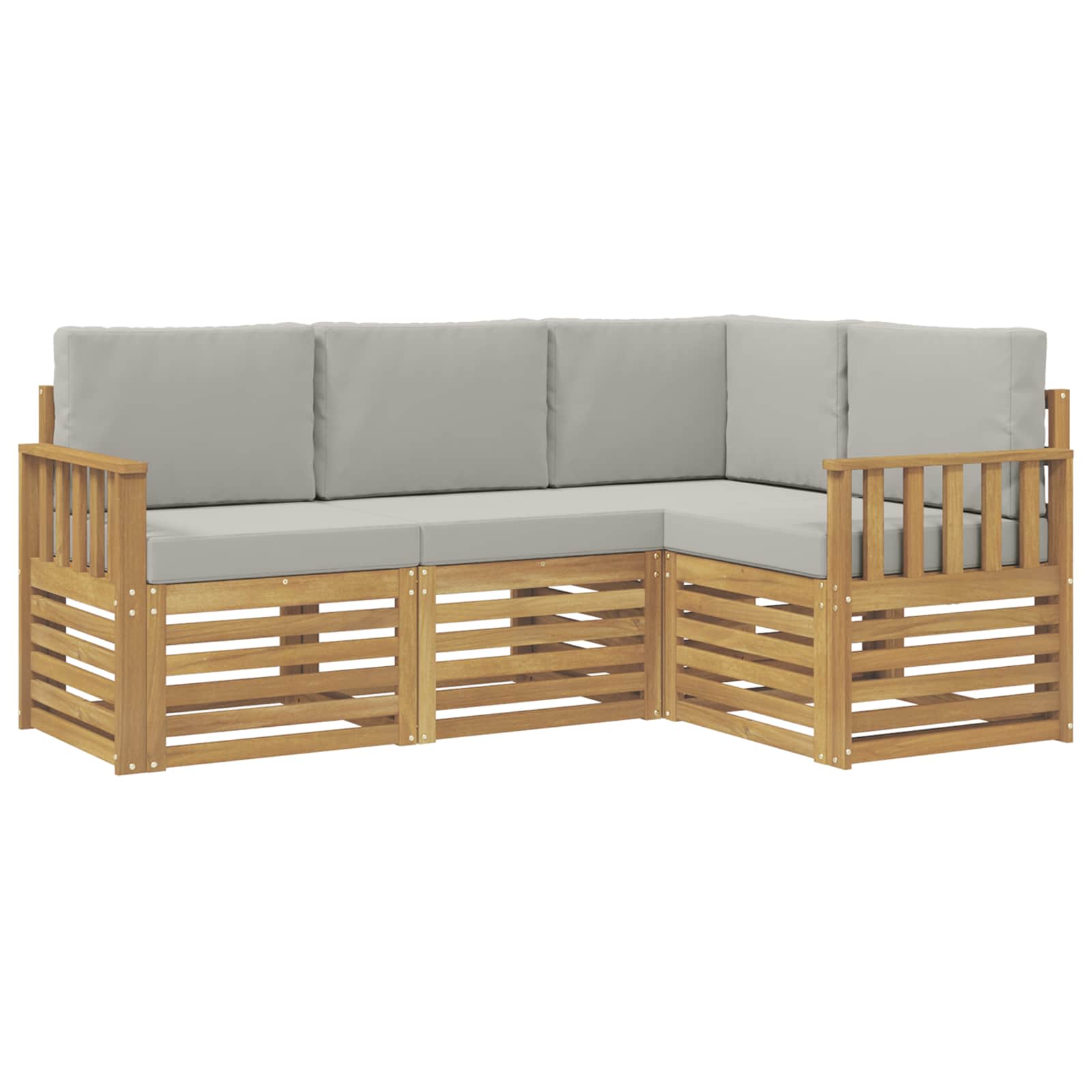Outdoor-Sofagarnitur 4 pcs Weiß und Hellgrau