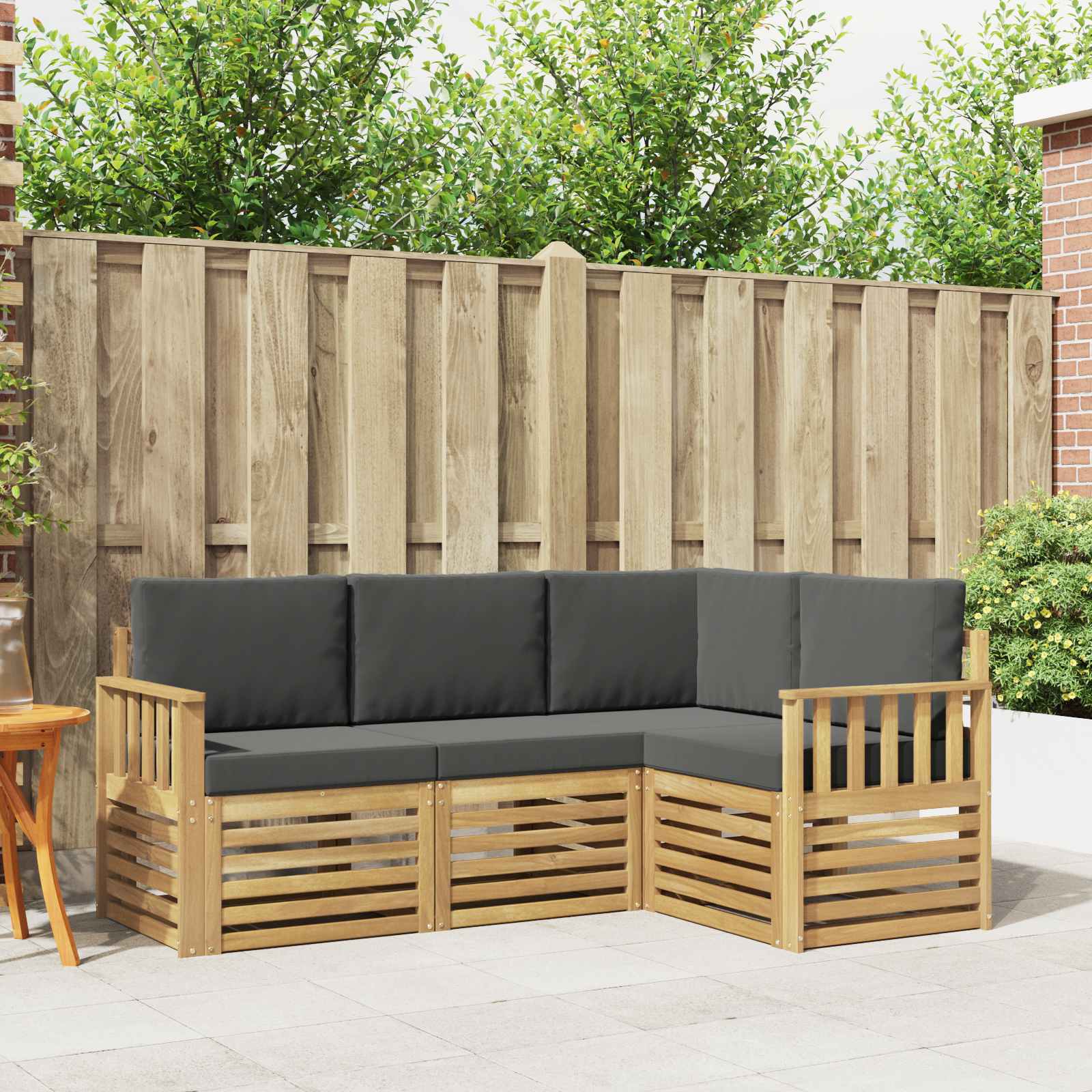 Outdoor-Sofagarnitur 4 pcs Weiß und Anthrazit