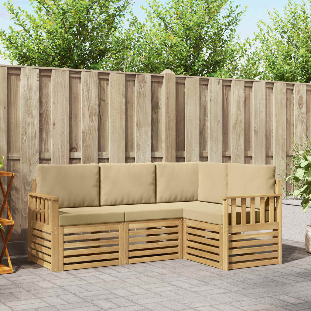 Outdoor-Sofagarnitur 4 pcs Weiß und Beige 187,5 x 128,5 x 73 cm